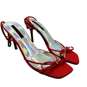 Elegant Red  Satin Heels